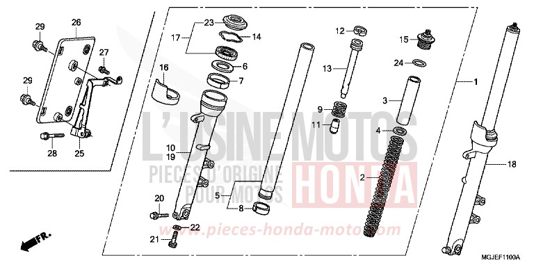 FOURCHETTE AVANT de CBF1000F ABS SWORD SILVER METALLIC (NHA95) 2012